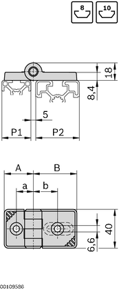 CHARNIERE PA 45/45 grey