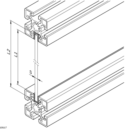 Slot profile, N8, L=2000mm, Grey